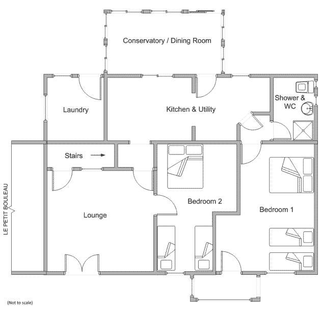 Diagram of ground floor room layout for Le Marronnier - french farmhouse holidays