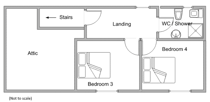 Diagram of first floor room layout for Le Marronnier - french farmhouse holidays