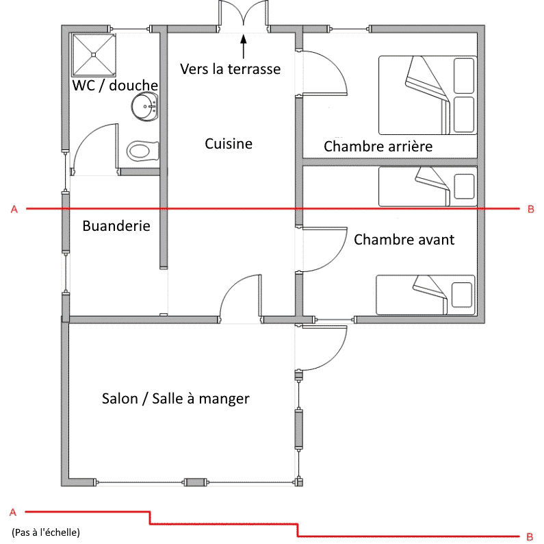 Floor plan showing room layout. gîte de style chalet