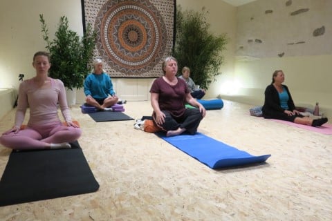 Image of first yoga workshop at La Petite Guyonniere