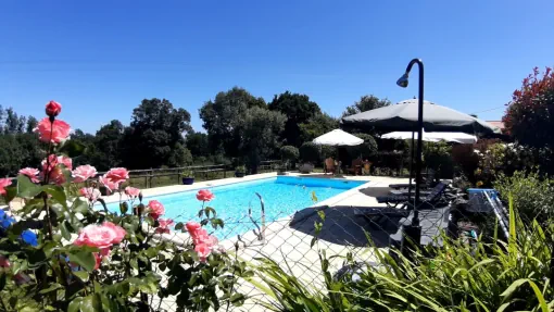 Vue sur la piscine de La Petite Guyonnière - Vacances en France à la campagne
