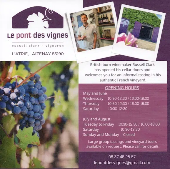 Information on wine tasting at Le Pont des Vignes